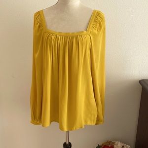 Flattering square neck gold blouse